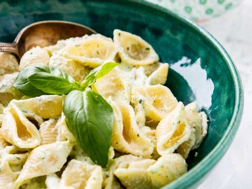 Pasta with Basil Yogurt Sauce